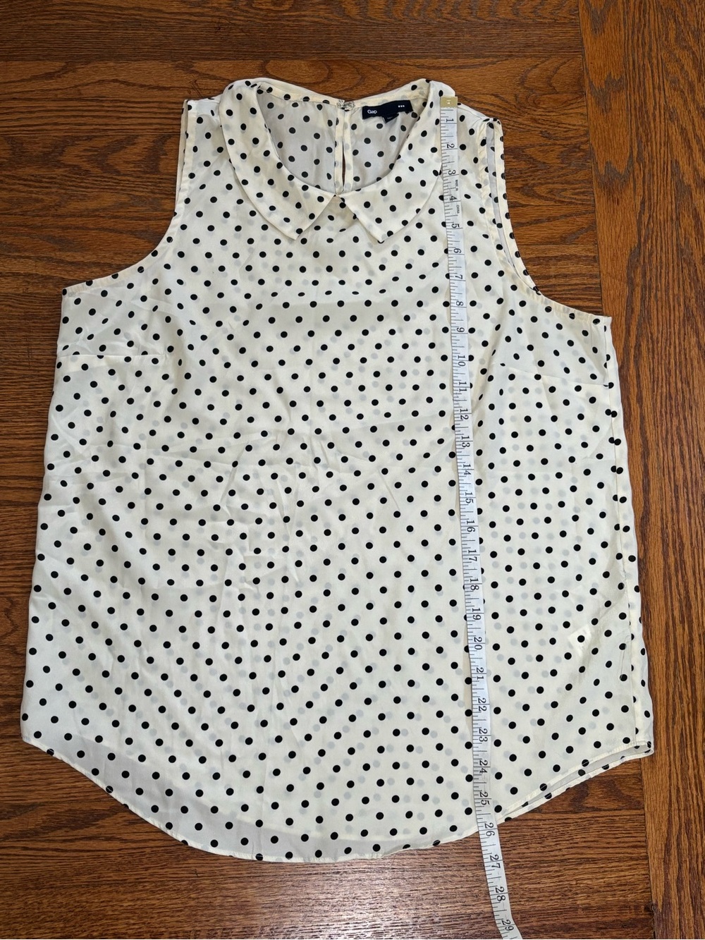 GAP Factory Cream Polka Dot Sleeveless Blouse with Black Dots